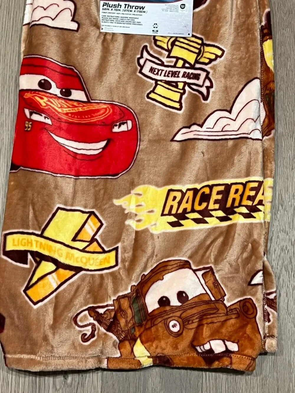 Disney Pixar CARS Lightning McQueen 95 Throw Blanket 50x70 Tow Mater Racing NWT